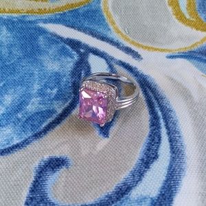 Pink and white sapphire ring 14k gold
